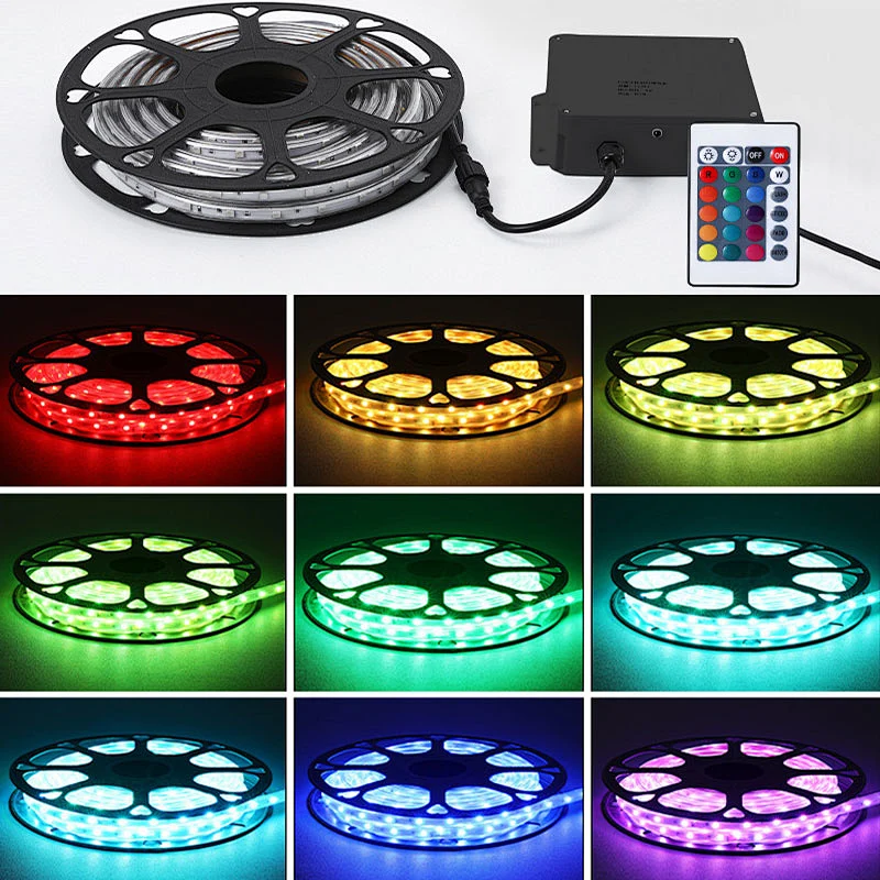 Tira de luz de carga automática solar Blueswift Tira de luz LED de control remoto colorido RGB